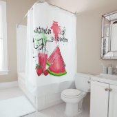 スイカとイチゴの水彩スケッチ シャワーカーテン (インサイチュ)