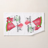 スイカとイチゴの水彩スケッチ バスタオルセット (ハンドタオル)