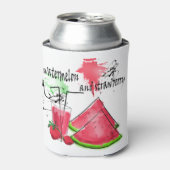 スイカとイチゴの水彩スケッチ 缶クーラー (缶正面)