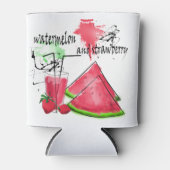 スイカとイチゴの水彩スケッチ 缶クーラー (正面)