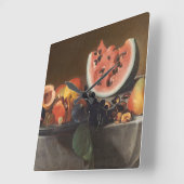 スイカとキャラフを使った静物生活 スクエア壁時計 (傾斜)