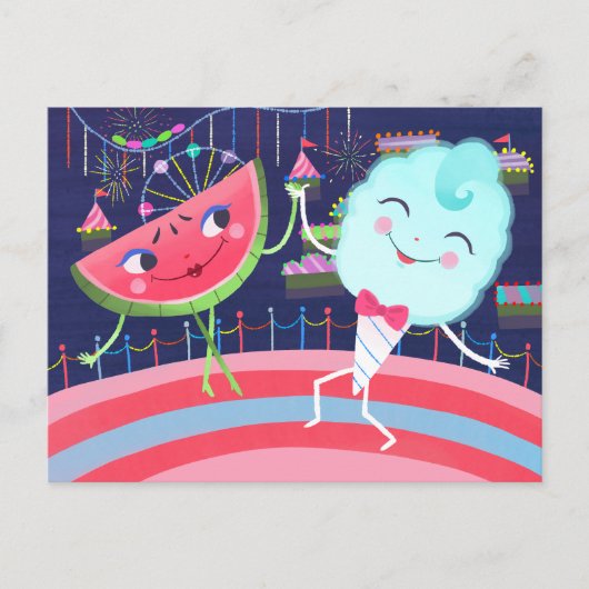 スイカとコットンキャンディカーニバル ポストカード (正面)
