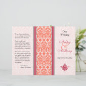 スイカとコーラルダマスクの結婚式プログラム (スタンド正面)