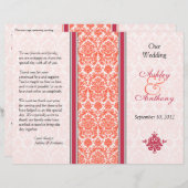 スイカとコーラルダマスクの結婚式プログラム (正面/裏面)