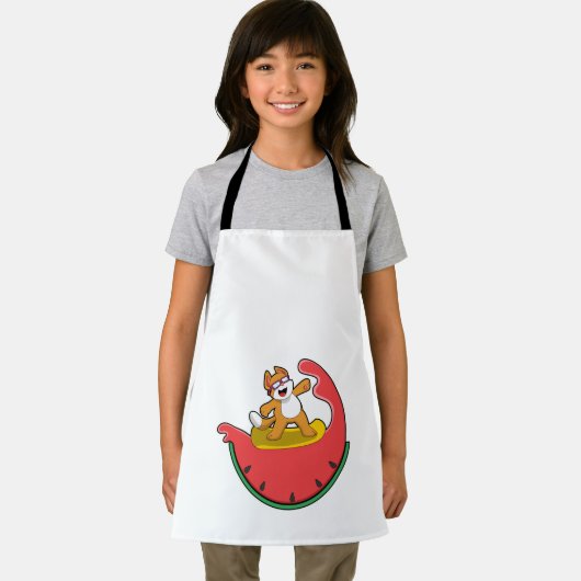 スイカとサーファーとしての猫 エプロン (インサイチュ)