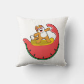 スイカとサーファーとしての猫 クッション (裏面)