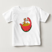 スイカとサーファーとしての猫 ベビーTシャツ (正面)