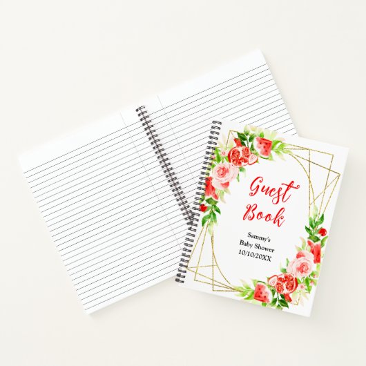 スイカとザクロの赤ちゃんシャワーゲストブック ノートブック (内部)