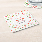 スイカとザクロ結婚ナシ スクエアペーパーコースター (アングル)