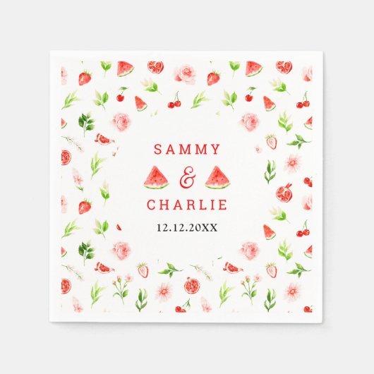スイカとザクロ結婚ナシ スタンダードカクテルナプキン (正面)