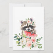 スイカとラクーンの緑のフローラ赤ちゃんシャワー 招待状 (裏面)