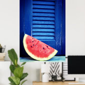 スイカと青の窓ポスター ポスター (ホームオフィス)