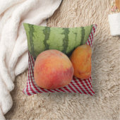 スイカと2つの桃ギンガム クッション (ブランケット)