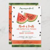 スイカどんな方法でも赤ちゃんシャワーをスライス 招待状 (正面/裏面)