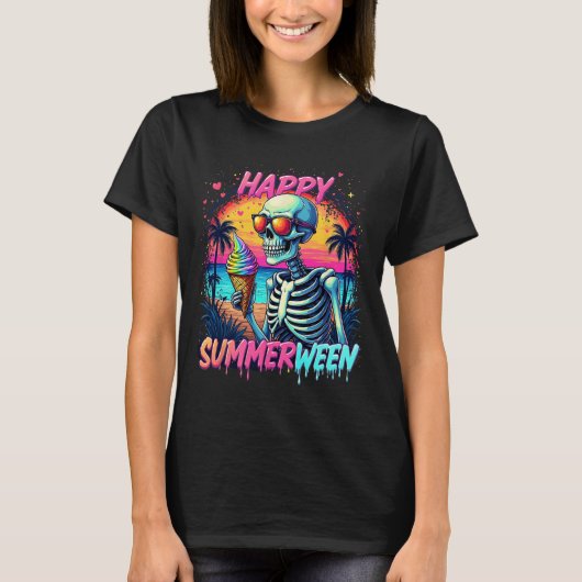 スイカのかぼちゃランタンでハッピーサマーウィン Tシャツ (正面)