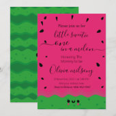 スイカのちびちゃん メロンの中で1つの水彩画 招待状 (正面/裏面)