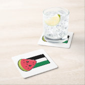 スイカのないパレスティンのかわいいパレスチナ国旗 スクエアペーパーコースター (インサイチュ)