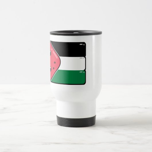 スイカのないパレスティンのかわいいパレスチナ国旗 トラベルマグ (中央)