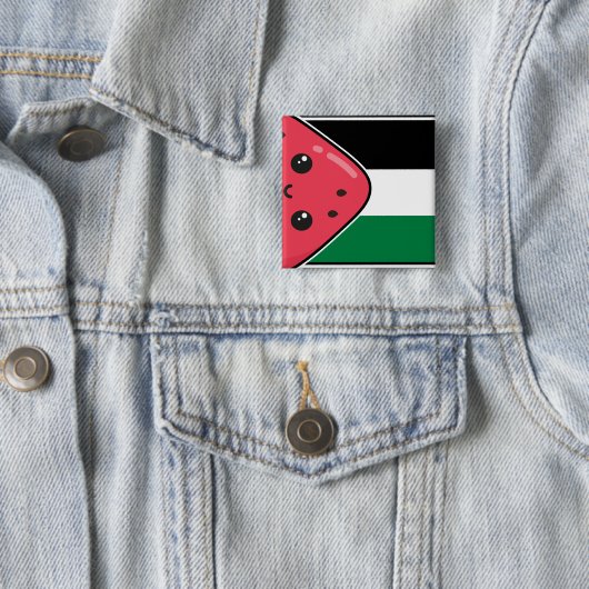 スイカのないパレスティンのかわいいパレスチナ国旗 缶バッジ (インサイチュ)