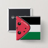 スイカのないパレスティンのかわいいパレスチナ国旗 缶バッジ (正面&裏面)
