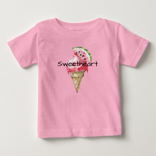 スイカのアイスクリームコーンの恋人 ベビーTシャツ (正面)