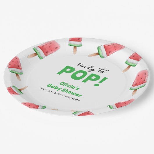 スイカのアイスクリームポップシクルベビーシャワー ペーパープレート (アングル)