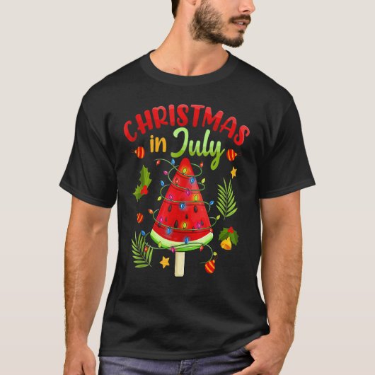 スイカのアイスクリーム 7月のクリスマス 夏の休暇 Tシャツ (正面)