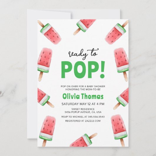 スイカのアイスポップ・アートのクリーム 招待状 (正面)