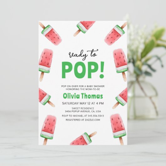 スイカのアイスポップ・アートのクリーム 招待状 (スタンド正面)