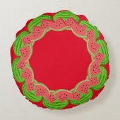 スイカのクリスマスカスタムの休日の犬の写真 ラウンドクッション (裏面)