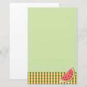 スイカのグリーンスライスチェック文房具 便箋 (正面/裏面)