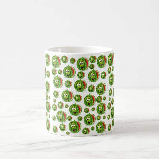 スイカのコーヒー茶マグ緑の赤プリント コーヒーマグカップ (中央)