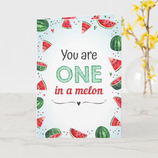 スイカのサマー パーティー ありがとう 折りたたみ式 グリーティング カード (黄色い花)