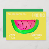 スイカのサマー ピクニック ランチ パーティー 招待状 (正面/裏面)