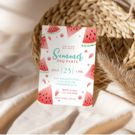 スイカのサマー BBQ バックヤードパーティー 招待状