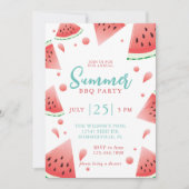 スイカのサマー BBQ バックヤードパーティー 招待状 (正面)