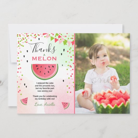 スイカのサンキューカード1つ夏のスイカ サンキューカード (正面)