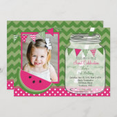 スイカのシェブロンのペンダントのパーティーの誕生日 招待状 (正面/裏面)