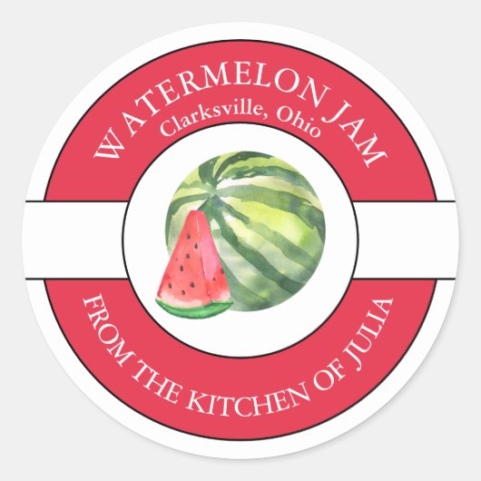 スイカのジャムラベル ラウンドシール (正面)