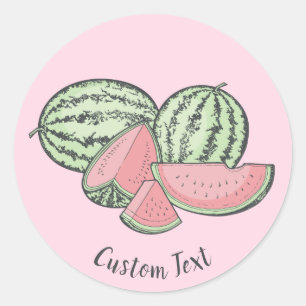 スイカのスケッチ ラウンドシール
