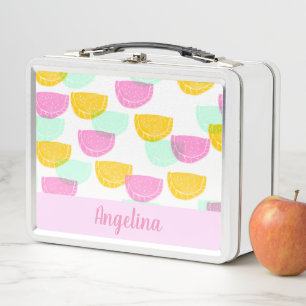 スイカのスタンプ明るいパタカラフルーン名 メタルランチボックス