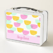 スイカのスタンプ明るいパタカラフルーン名 メタルランチボックス (裏面)