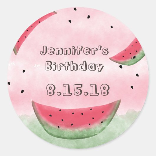 スイカのステッカー ラウンドシール (正面)