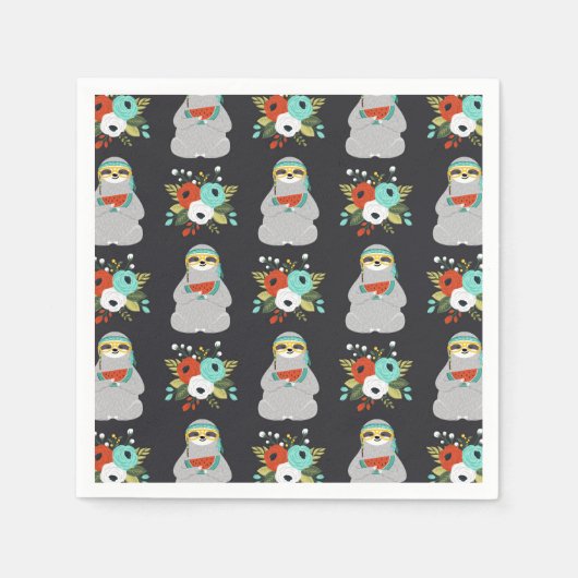 スイカのスパッパターン スタンダードカクテルナプキン (正面)