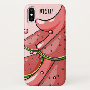 スイカのスプラッシュカスタムモノグラムの電話ケース iPhone X ケース