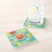 スイカのスプラッシュ ガラスコースター (アングル)