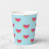 スイカのスライスティール（緑がかった色）パターン 紙コップ (正面)