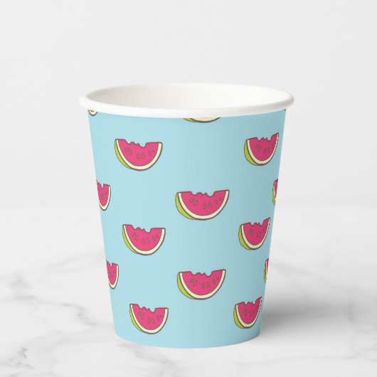 スイカのスライスティール(緑がかった色)パターン 紙コップ (正面)