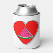 スイカのスライス及び赤いハートスケッチ 缶クーラー (缶正面)
