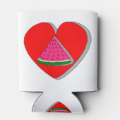 スイカのスライス及び赤いハートスケッチ 缶クーラー (裏面)